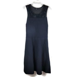 Ann Taylor Black Mesh Detail Midi Dress